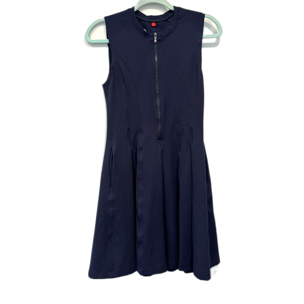 Wilson Tennis Dress Pleated Skirt Sleeveless Sporty Navy Preppy Women sz Small